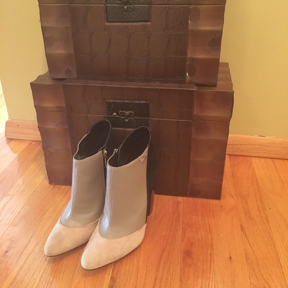 Tri - color Calvin Klein Boots.  Leather upper.